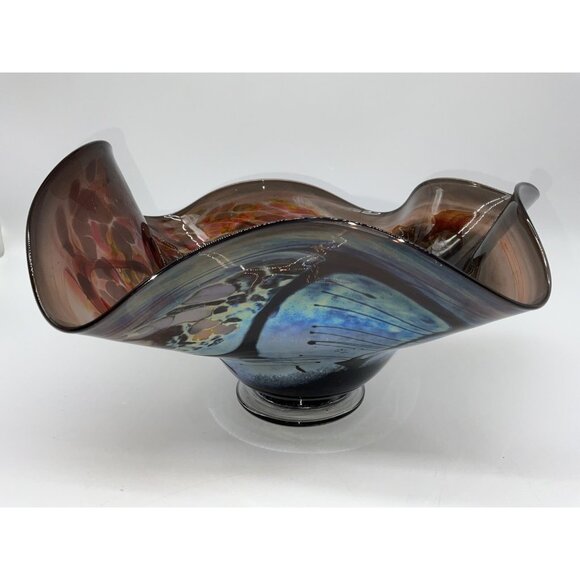 Buzz Williams Studio Art Glass Bowl Abstract Shape Alder House Signed 2004 Bowl - Picture 11 of 14